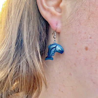 Haida argillite salmon earrings