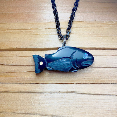 Haida argillite salmon pendant