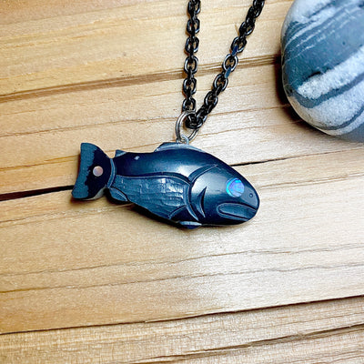 Haida argillite salmon pendant