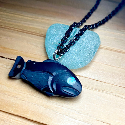 Haida argillite salmon pendant