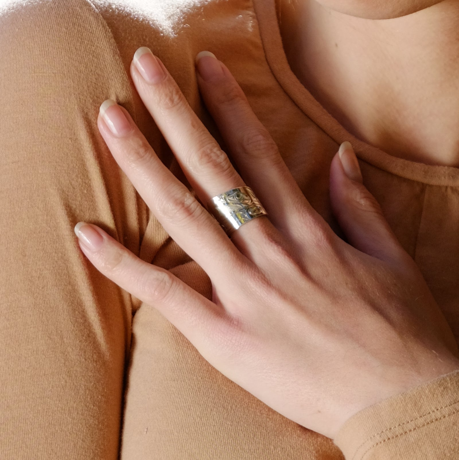 Indigenous Northwest Coast Native Haida Jewelry | Silver Hummingbird Ring | Sold by Crystal Cabin-1