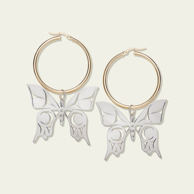 Large-gold-silver-butterfly-hoops-by-Indigenous-artist-Morgan-Asoyuf-1