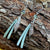 Mouse Woman Earrings, Sterling Silver, Green Dentalium & Green Amethyst