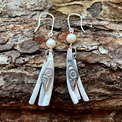 Mouse Woman Earrings by M. Asoyuf, Tsimshian | Crystal Cabin Gallery