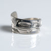 Sterling Silver Haida Killer Whale Orca Indigenous Canadian Hand Engraved Custom Wrap Ring by Haida artist James Sawyer sold by Crystal Cabin.