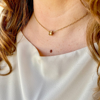 Necklace gold salmon bone