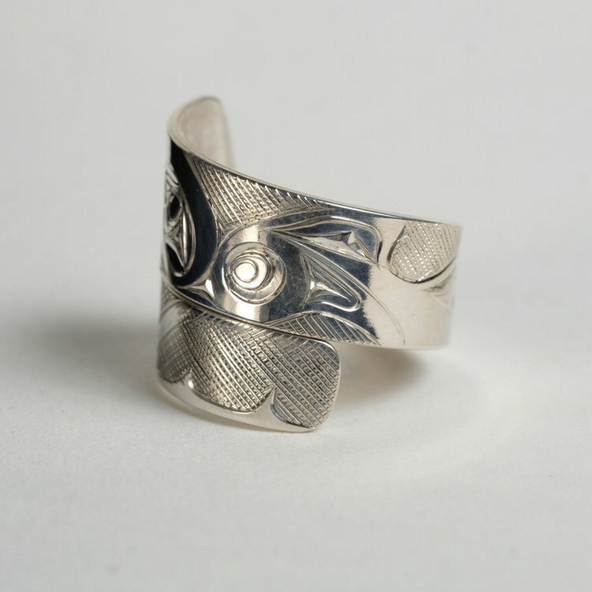 Silver Haida Killer Whale Orca Wrap Ring