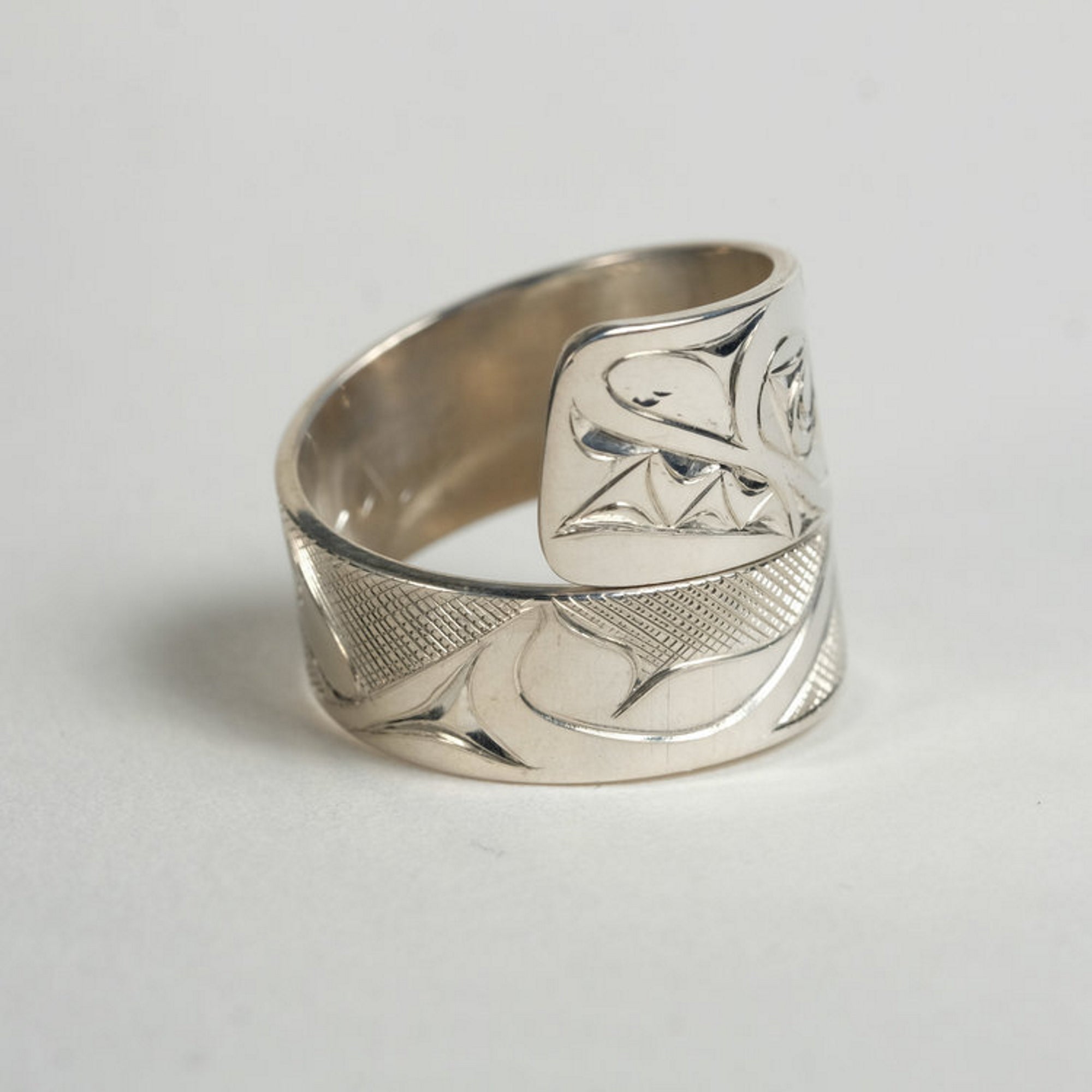 Silver Haida Killer Whale Orca Wrap Ring