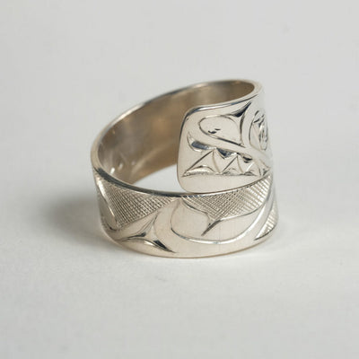 Silver Haida Killer Whale Orca Wrap Ring