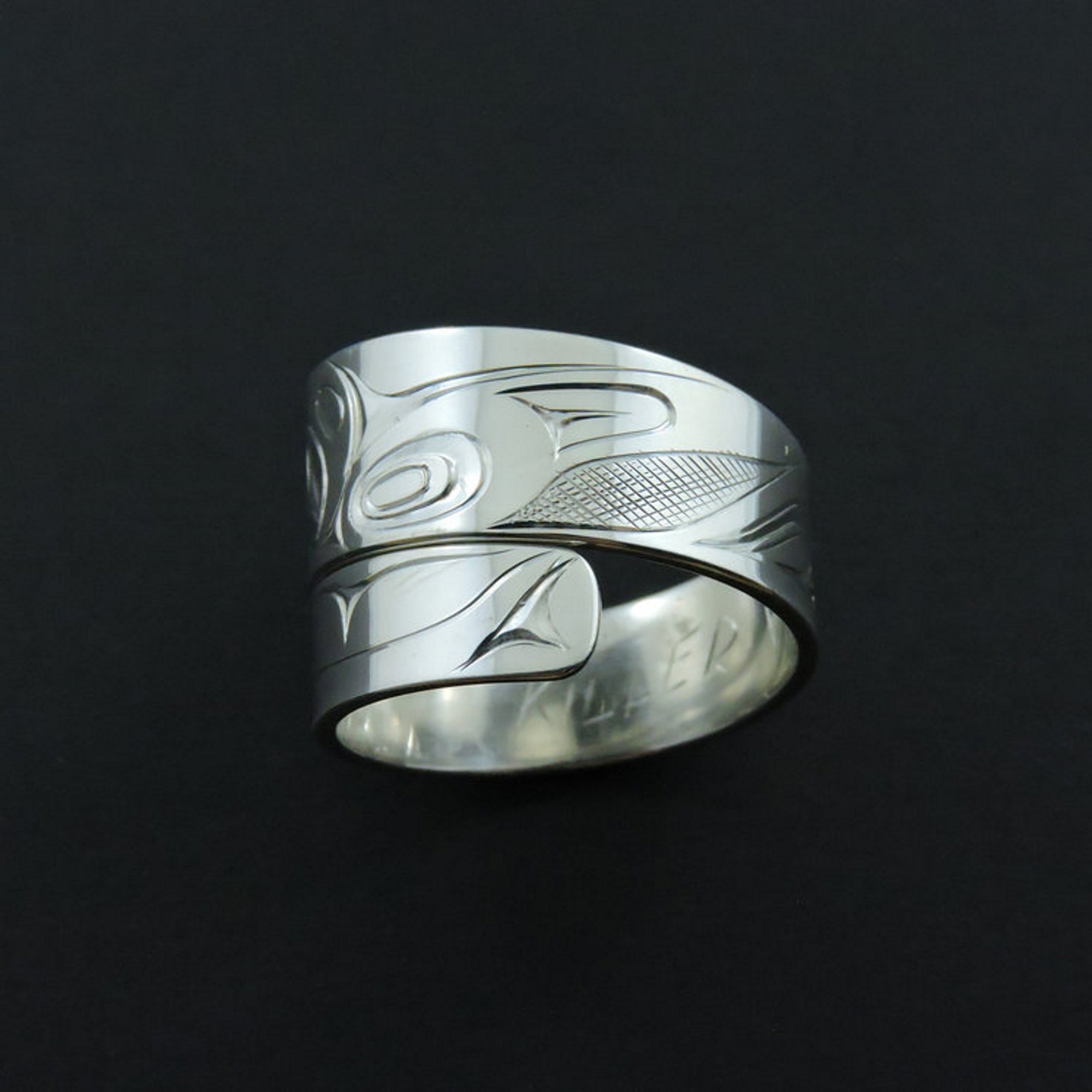 Silver Haida Killer Whale Orca Wrap Ring