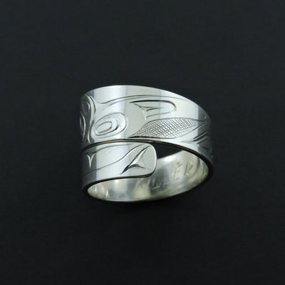 Silver Haida Killer Whale Orca Wrap Ring