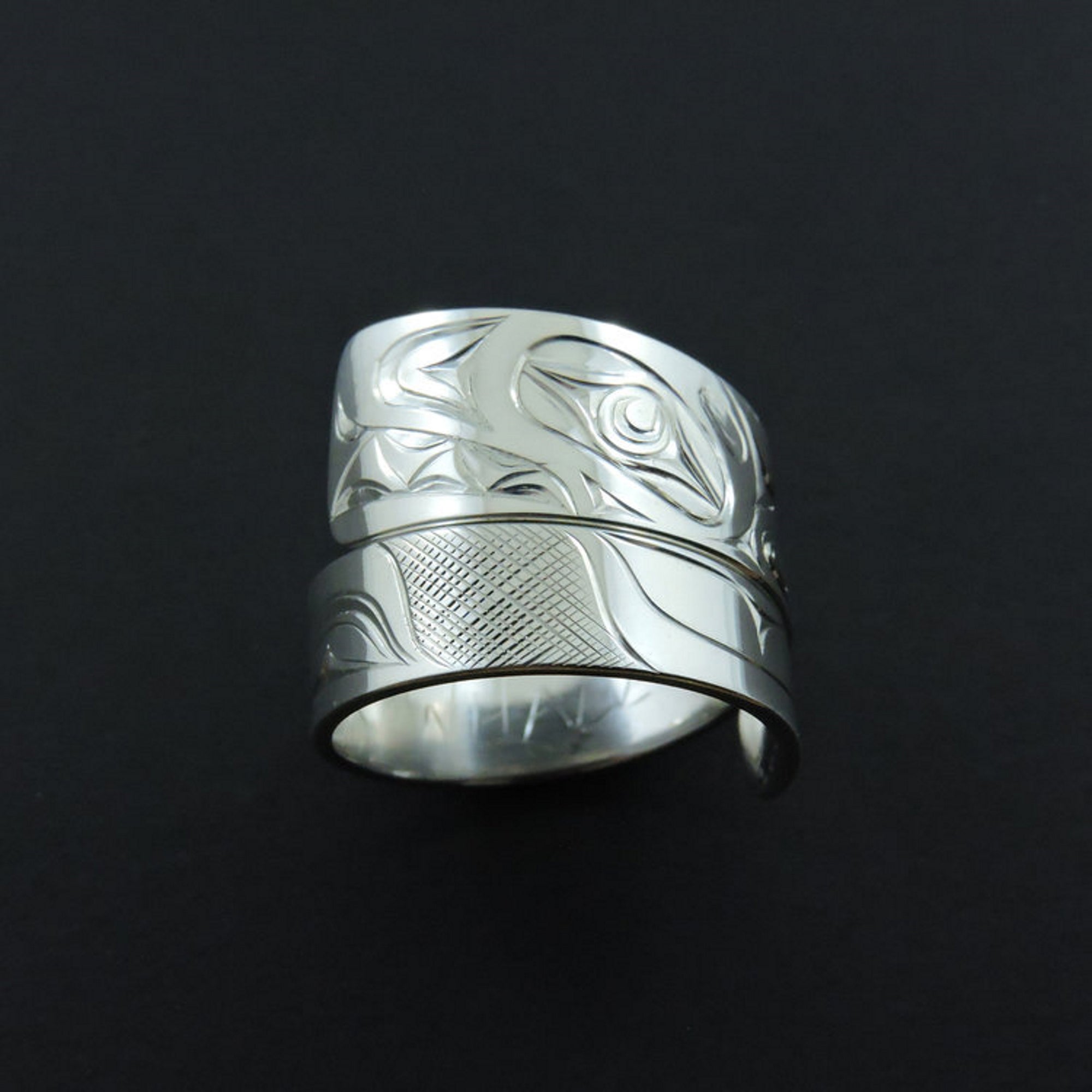 Silver Haida Killer Whale Orca Wrap Ring