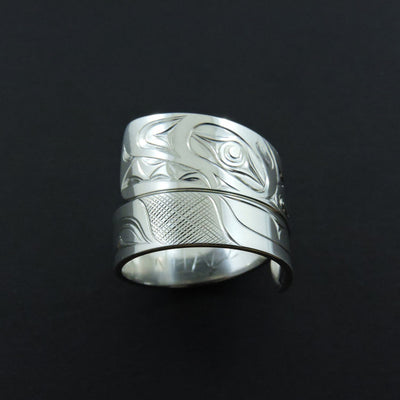 Silver Haida Killer Whale Orca Wrap Ring