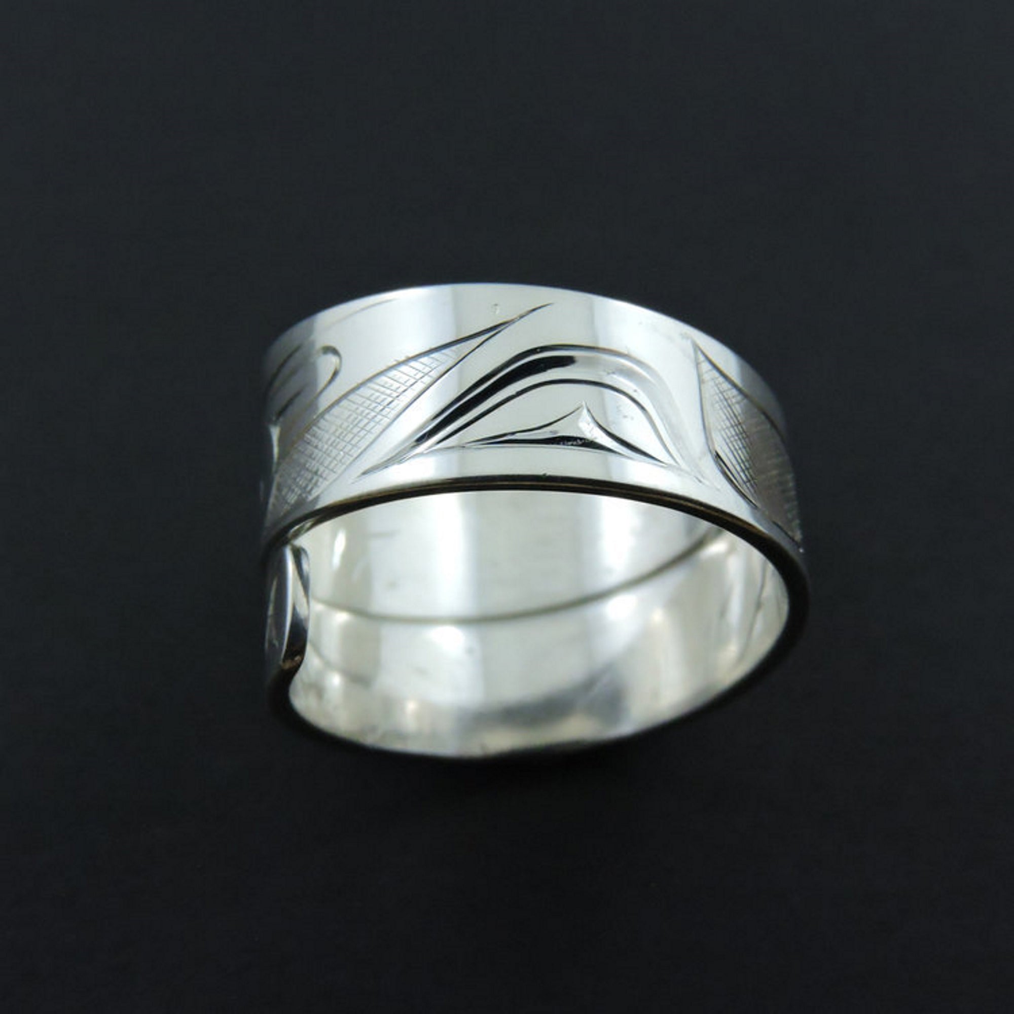 Silver Haida Killer Whale Orca Wrap Ring