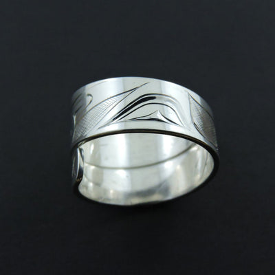 Silver Haida Killer Whale Orca Wrap Ring