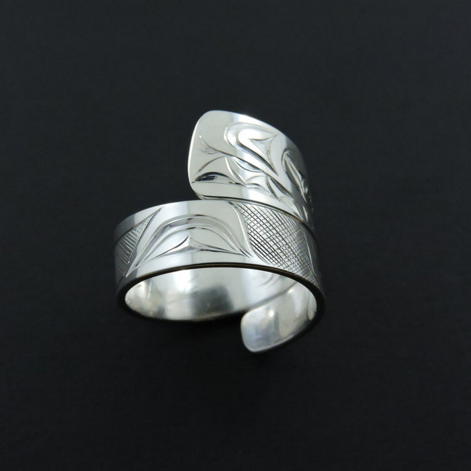Silver Haida Killer Whale Orca Wrap Ring