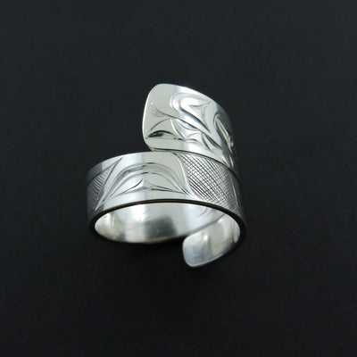 Silver Haida Killer Whale Orca Wrap Ring
