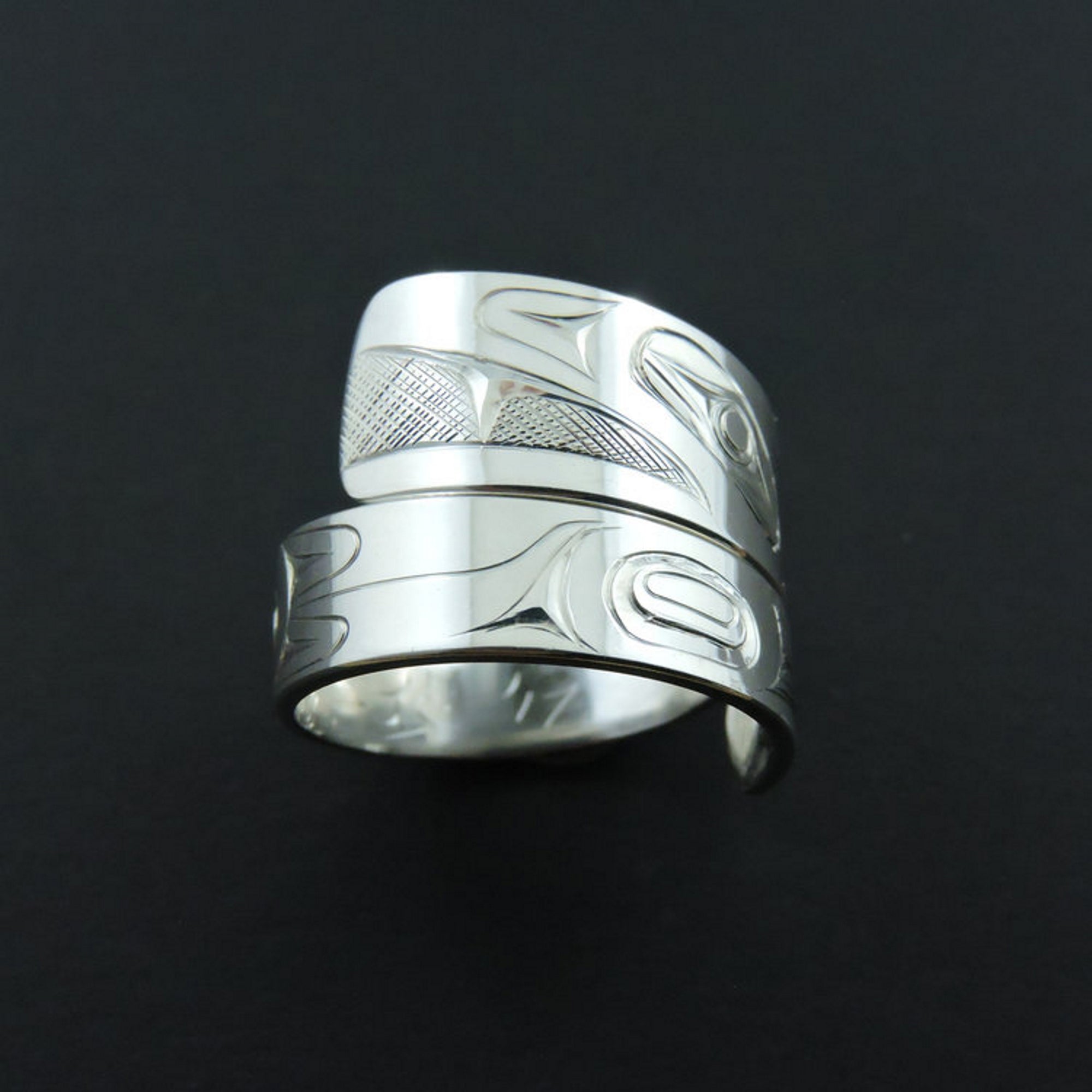 Silver Haida Raven Wrap Ring
