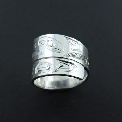 Silver Haida Raven Wrap Ring