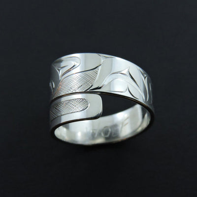 Silver Haida Wolf Wrap Ring