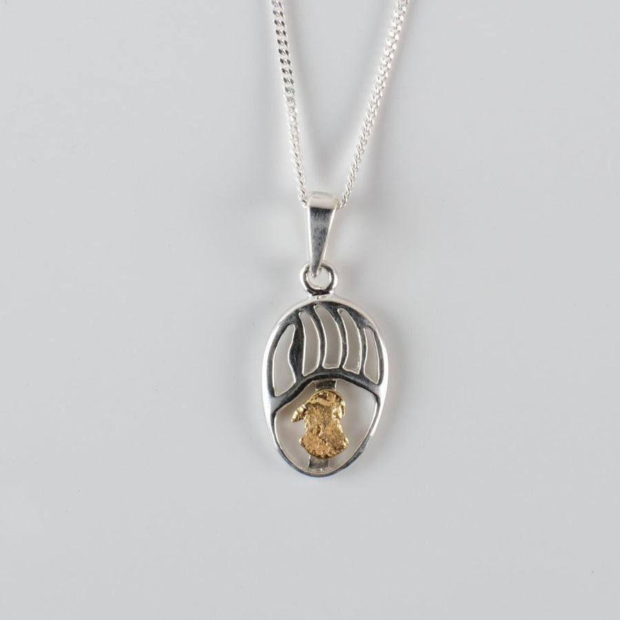 Gold Nugget Bear Paw Necklace