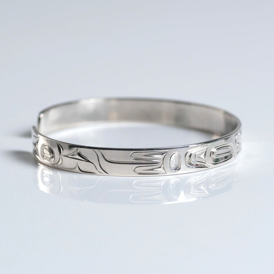 Silver Haida Eagle Bracelet Indigenous Canadian by James Sawyer sold by Crystal Cabin