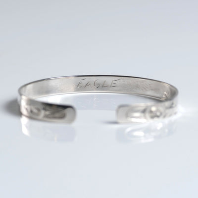 Silver Haida Eagle Bracelet Indigenous Canadian by James Sawyer sold by Crystal Cabin