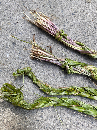 This Canadian Sweetgrass Braid Bundle Smudging Healing Ceremony Incense Stick is picked by Canadian Indigenous people & elders & is sold by Crystal Cabin.