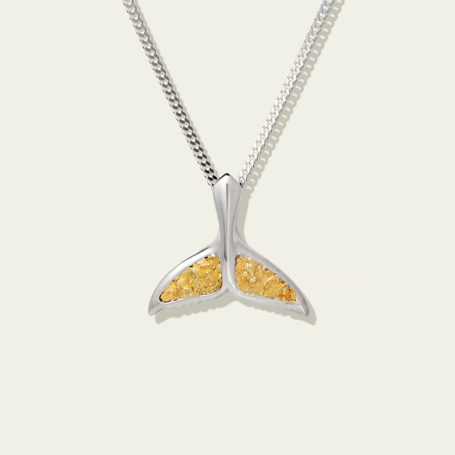 Gold Nugget Whale Tail Necklace