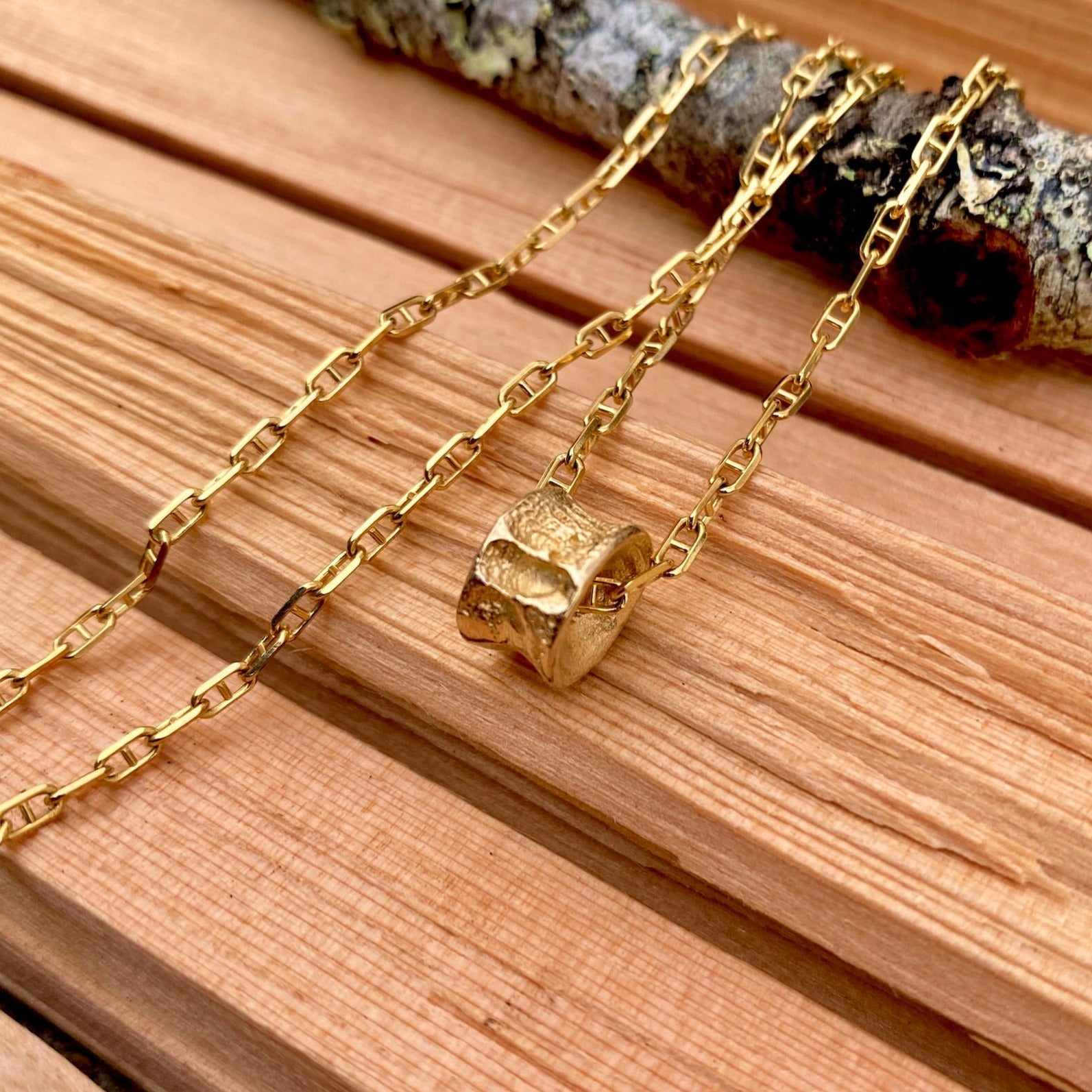 Necklace gold salmon bone