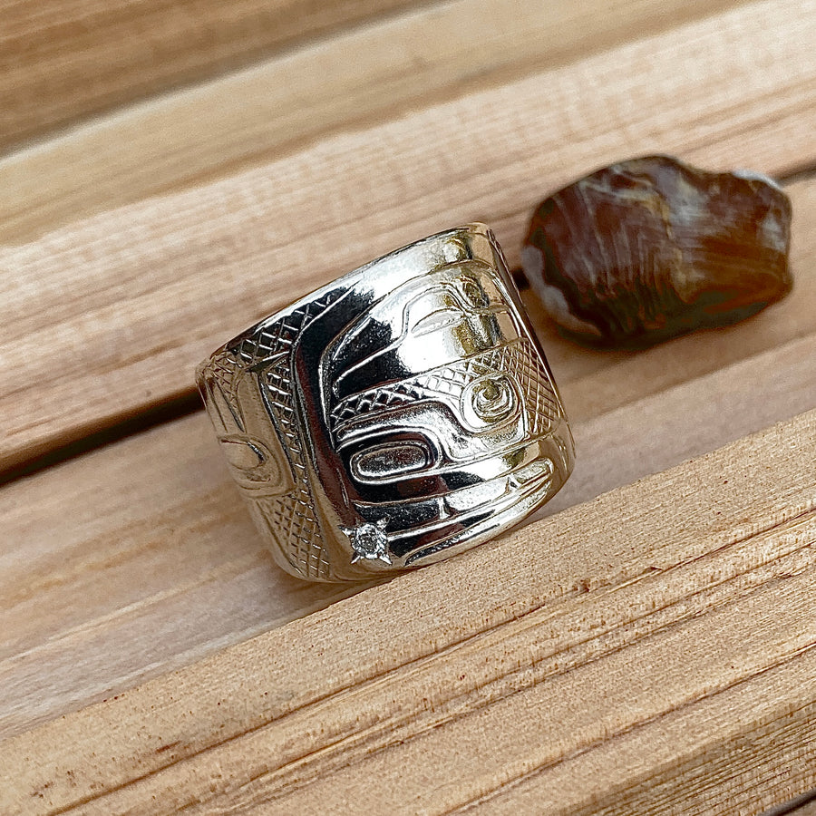 Silver Human Ring with Canadian Diamond