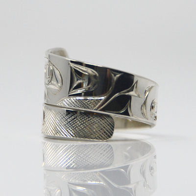 Silver Haida Wolf Wrap Ring