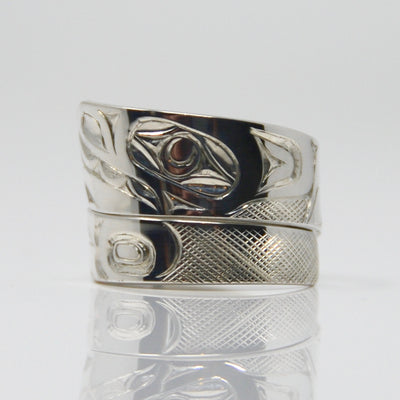 Silver Haida Wolf Wrap Ring